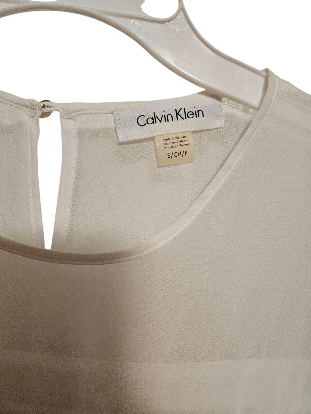 Calvin Klein White Pleated Blouse Size Small - Picture 3 of 3